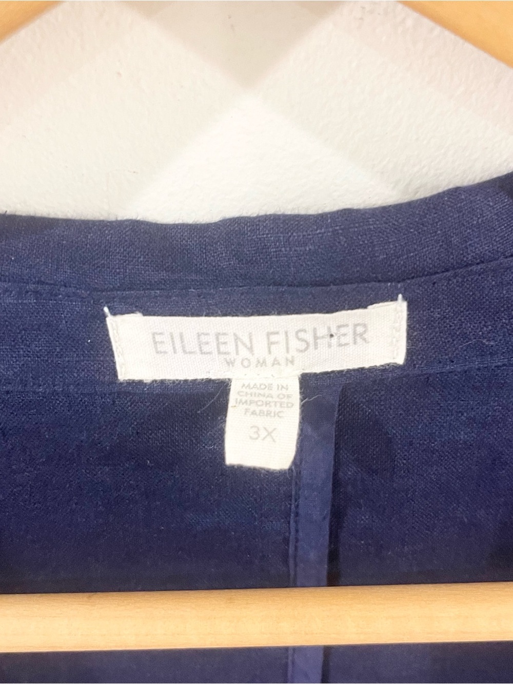 Eileen Fisher Navy Blue Linen Organic Cotton Panels Blazer Jacket size 3X - Picture 4 of 8